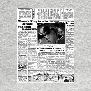 1949 Australian Newspaper Sports Page T-Shirt